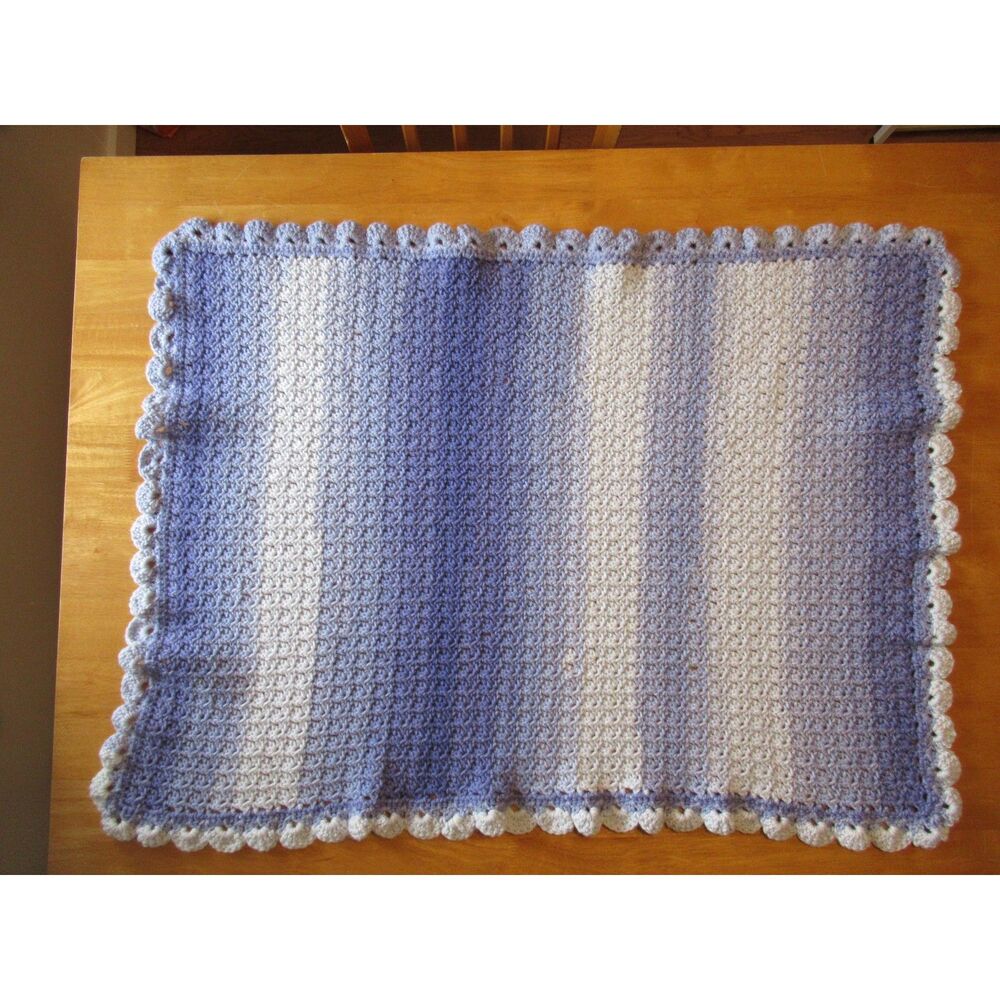 Purple Crochet Baby Afghan Blanket 31 x 40 inches
